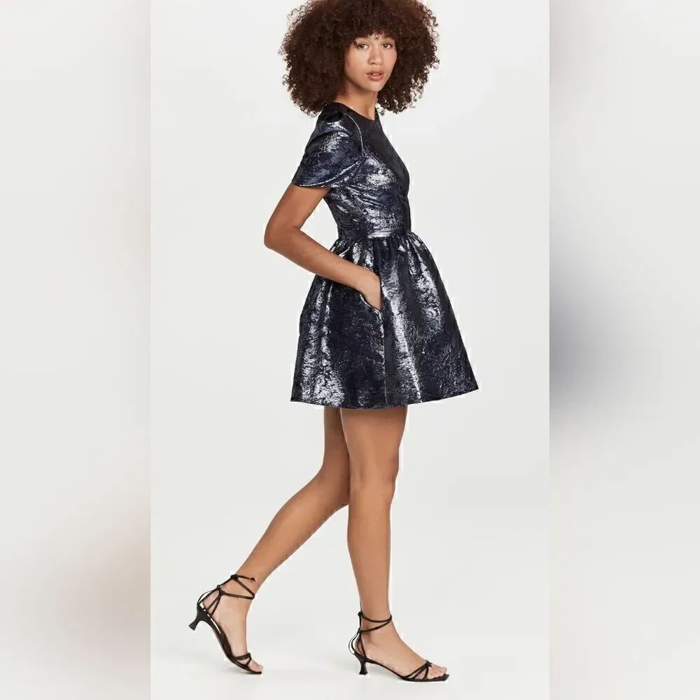 Black Halo Eve Chadwick Puff Sleeve Minidress in Midnight Haze